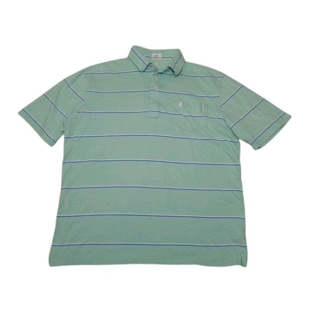 Johnnie-o Men's Medium Polo Shirt Striped Short Sleeve 100%‎ Cotton